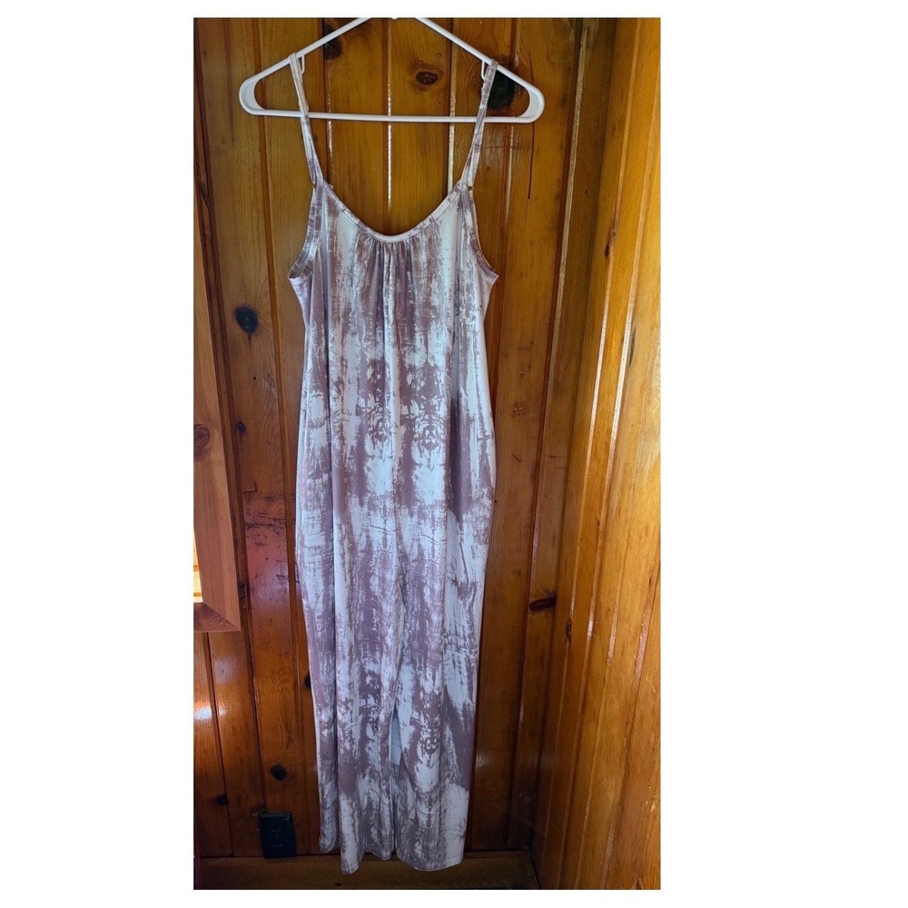 Luukse Womens Mauve Tie Dye Wide Leg Jumpsuit Sleeveless Size M
